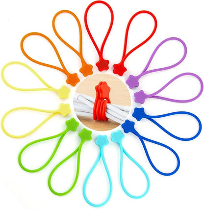 Reusable Silicone Magnetic Cable Ties, 7.48'' Magnetic Twist Ties by Fironst