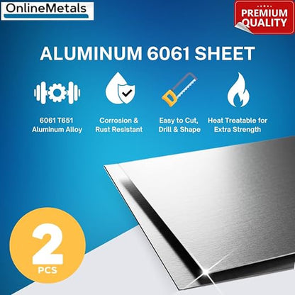 OnlineMetals 6061-T651 Aluminum Sheet – 6" x 12", 1/8" Thick, Milling | Raw - Image 3