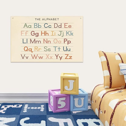 Alphabet Banner Playroom Decor Banner Canvas 21 in x 33 in Hanging Flag Perfect - Image 6