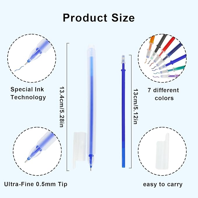 7-Color Heat Erasable Fabric Markers - Image 2