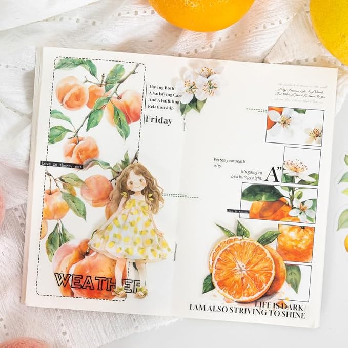 60 Pcs Large Garden-Inspired PET Stickers, Fruit-Themed - Image 8