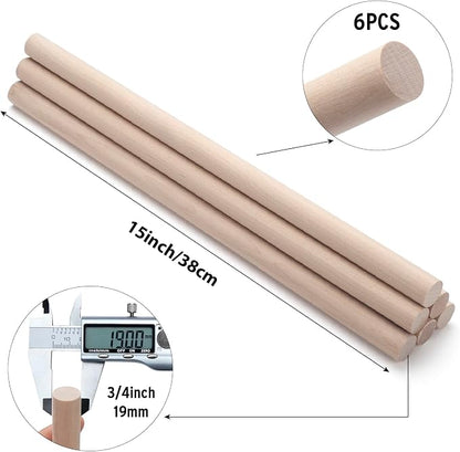 Wooden Dowel Rods Wood Dowels for Crafts, Unfinished Hardwood Sticks for Arts - Image 2