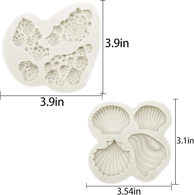 5 PCS Marine Theme Fondant Silicone Mold Seaweed Coral shell crab Shape DIY - Image 2