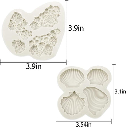 5 PCS Marine Theme Fondant Silicone Mold Seaweed Coral shell crab Shape DIY - Image 2