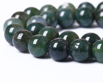 45PCS 8mm Natural Green Moss Agate Beads Gemstone Round Loose Spacer Beads - Image 4