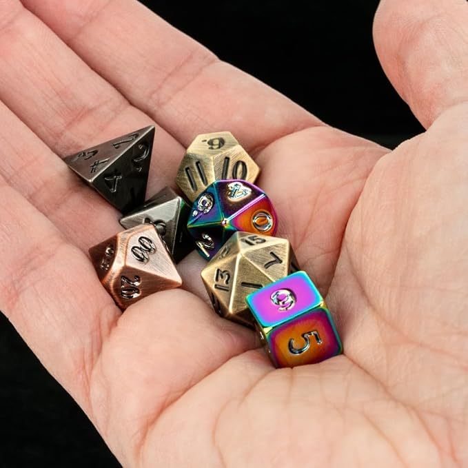 FanRoll Mystery Misfit Baby Metal: Bag of 7 Assorted Mini Polyhedral Metal Dice - Image 5