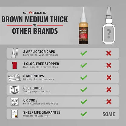 STARBOND 2 oz. Dark Brown Medium-Thick CA Glue Knot Filler 500 CPS Viscosity - Image 6