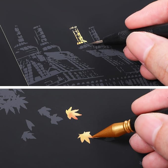 14Pcs Scratch Art Tools, Dual Tip Scratch Coloring Stylus Paper Art Kit - Image 8