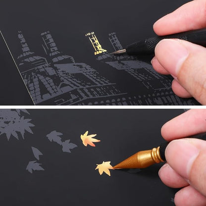 14Pcs Scratch Art Tools, Dual Tip Scratch Coloring Stylus Paper Art Kit - Image 8