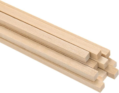 10-Pack Wood Square Dowel Rods, 13/64 x 12 Inch Unfinished Wooden Square Dowel by MMETERXITY