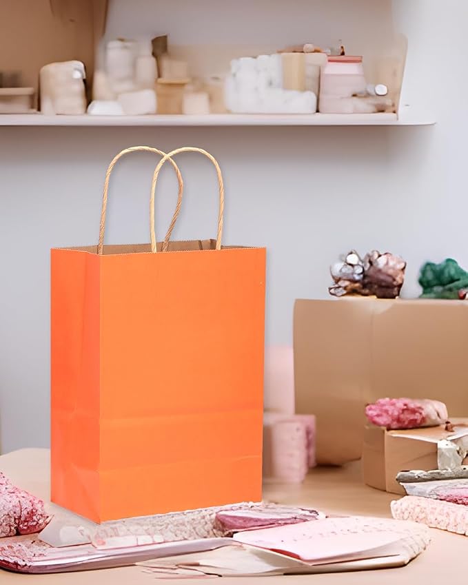 qiqee 32-Packs Orange Paper Gift Bags - Image 5