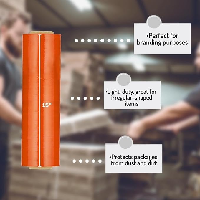 PSBM Orange Stretch Wrap, 15 Inch x 1476 Feet, 144 Pack, Tinted Pre-Stretched - Image 4