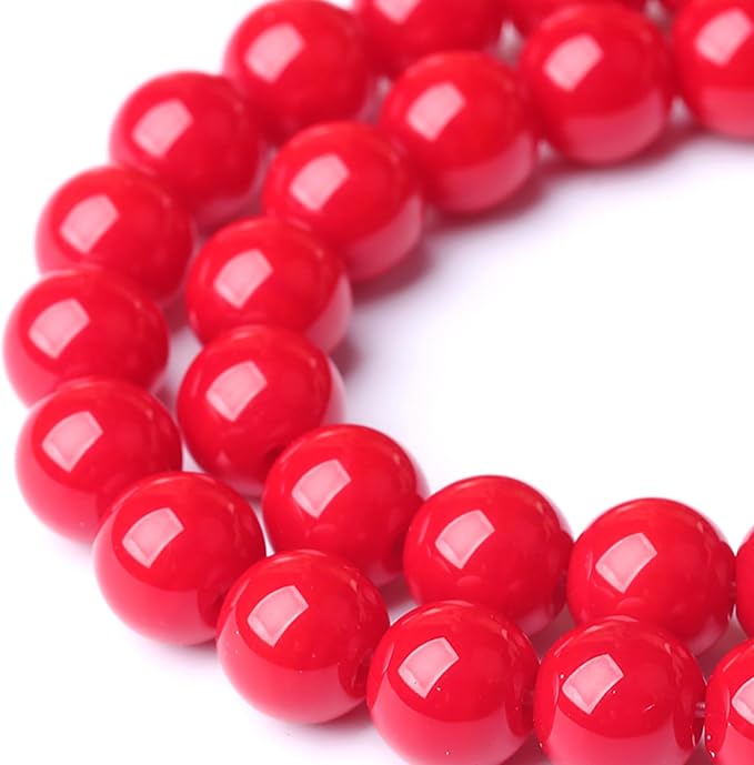 10MM Coral Red Glass Beads Natural Stone Crystal Energy Round Loose Beads - Image 4