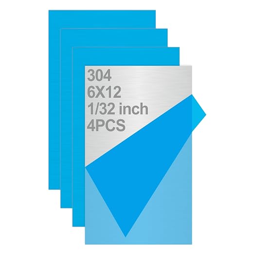 4PCS 6”x12”x1/32” 304 Stainless Steel Sheets Plate 304 Metal Stainless Steel by Tellyouwin