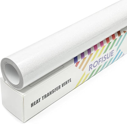 Rainbow White Glitter Heat Transfer Vinyl 12Inch*6FT Glitter Iron on Vinyl by Unknown