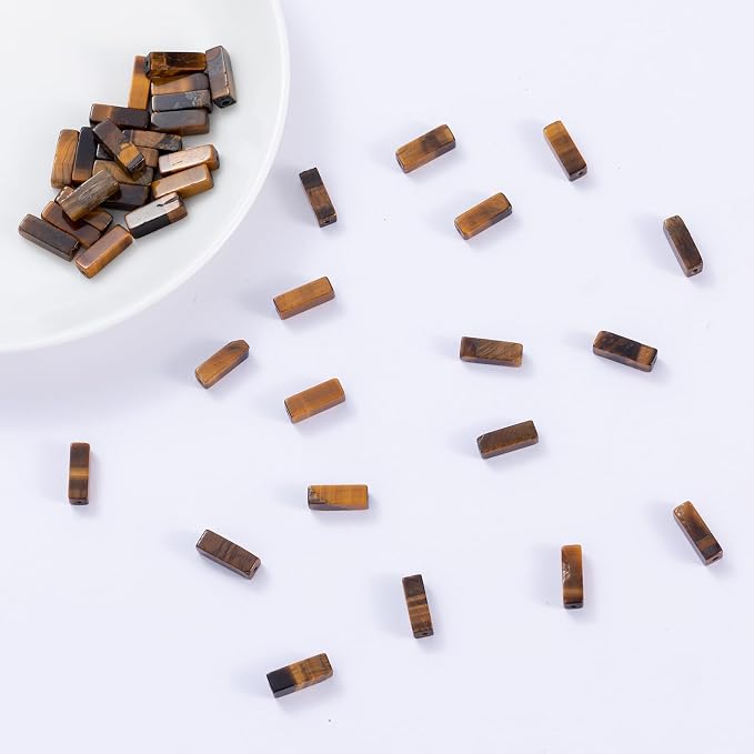 Natural Yellow Tiger Eye Rectangle Tube Beads 4x13mm 38cm/str Loose Semi - Image 4