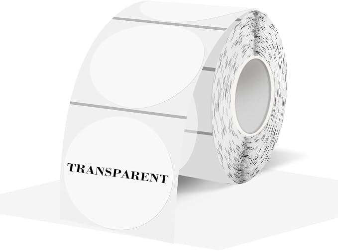 Round Transparent Thermal Label Stickers- 1.5 Inch, Round Clear Self-Adhesive by Unknown