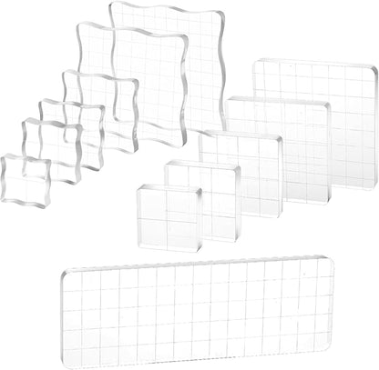 12Pcs Acrylic Stamp Block Clear Stamping Blocks Tools Set Assorted Sizes Stamp by Yolev