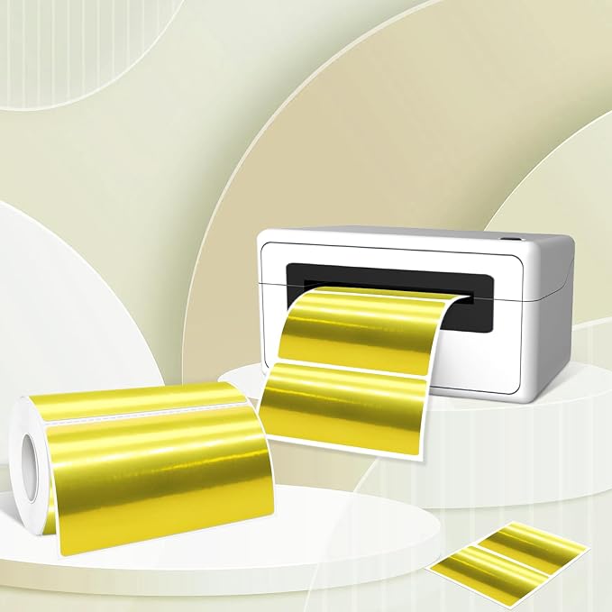 2" x 4" Gold Thermal Label Stickers, Waterproof Thermal Printer Sticker Labels - Image 3