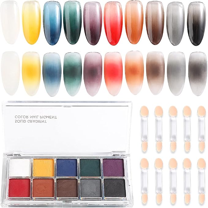 10 Colors Solid Fluorescent Neon Pigment Powder Set Gradient Iridescent Aurora by SUTOKAKA