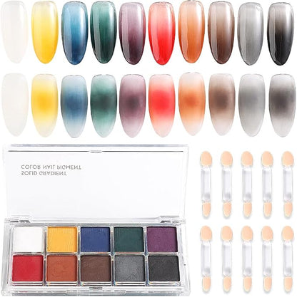 10 Colors Solid Fluorescent Neon Pigment Powder Set Gradient Iridescent Aurora by SUTOKAKA