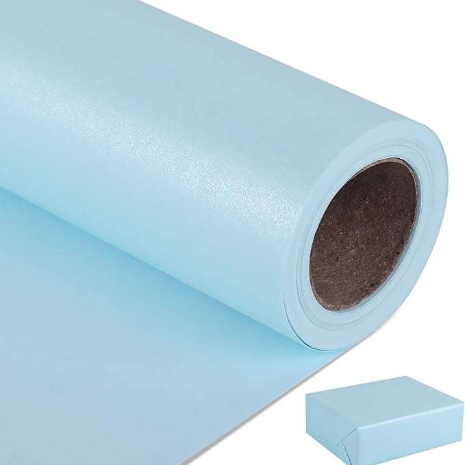NESCCI Sky Blue Matte Wrapping Paper, Solid Color Pearly-Lustre Paper, Gift by NESCCI