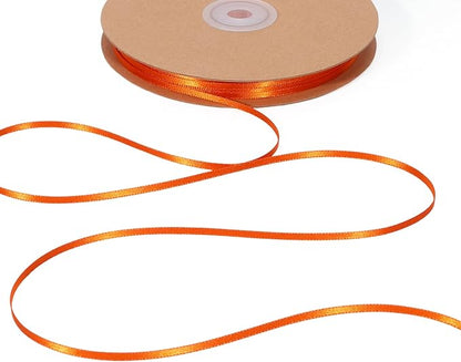 LaRibbons Orange Satin Ribbon 1/8 Inch 100 Yards Thin Luxury Double Faced by LaRibbons