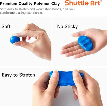 Shuttle Art Polymer Clay Kit, 57 Colors, Soft Oven Clay Kit, 19 Carving Tools - Image 7