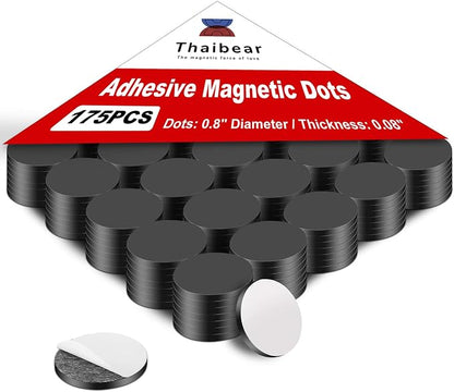 175PCs Magnetic Dots, Self Adhesive Magnet Dots, Flexible Sticky Magnetic Tape by Thaibear