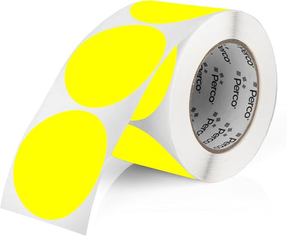 Perco Fluorescent Yellow 3-Inch Round Sticker Labels by Perco