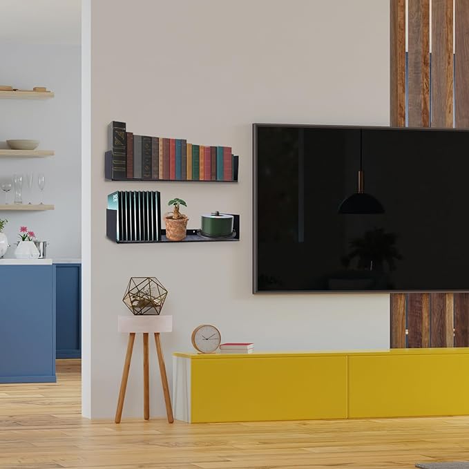 U Shape Floating Shelves Wall Mount Metal Bookshelf CD DVD Storage Display - Image 4