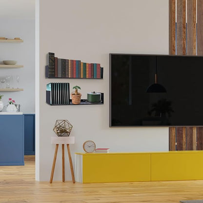 U Shape Floating Shelves Wall Mount Metal Bookshelf CD DVD Storage Display - Image 4