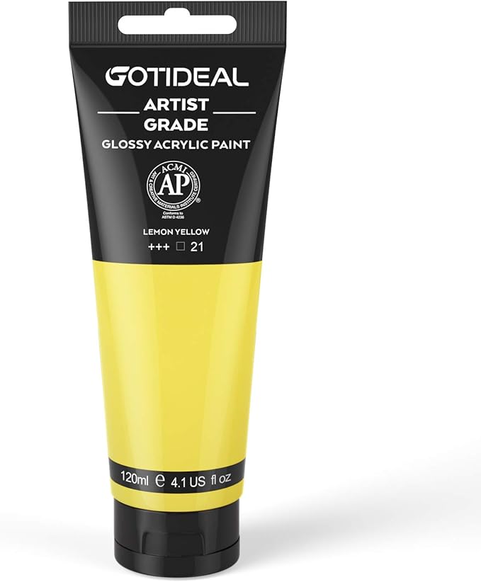 GOTIDEAL Acrylic Paint Lemon Yellow Tubes Non Toxic Non Fading, Rich Pigments by GOTIDEAL