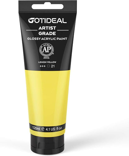 GOTIDEAL Acrylic Paint Lemon Yellow Tubes Non Toxic Non Fading, Rich Pigments by GOTIDEAL