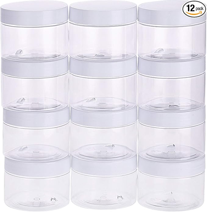 SATINIOR 12 Pack 6 oz Plastic Container Jars by SATINIOR