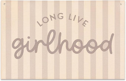 Long Live Girlhood Banner, Playroom Banner, Canvas Wall Hanging Flag Decor by JIUWEIHU