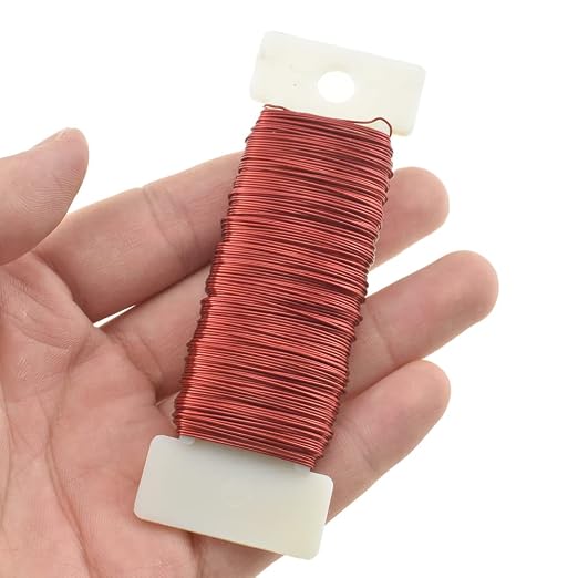 HAHIYO 26Gauge Red 1Roll Total 38Yards Metal Floral Wire Flexible Paddle Wire - Image 6