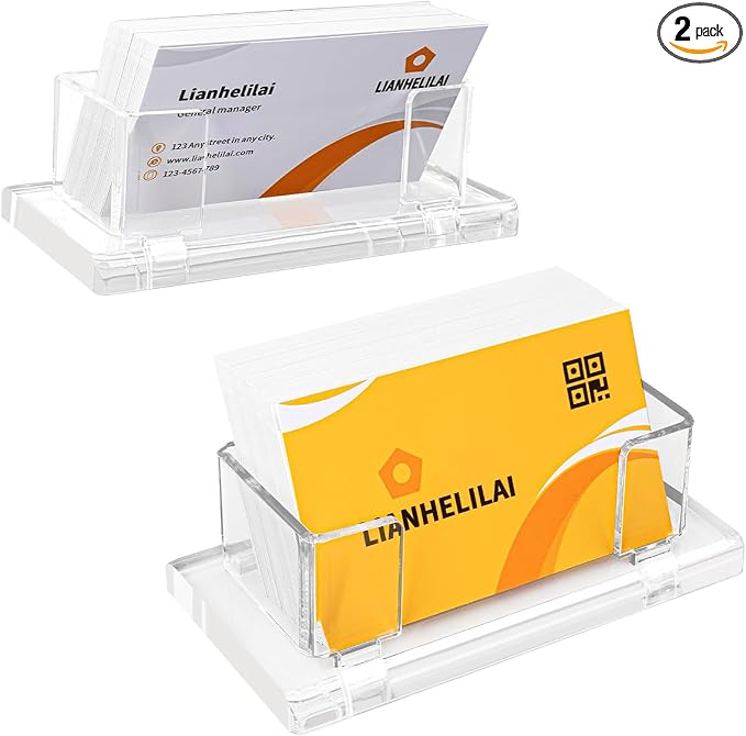 2Pack Acrylic Business Card Holder Enlarged Holds 120 Cards by LIANHELILAI