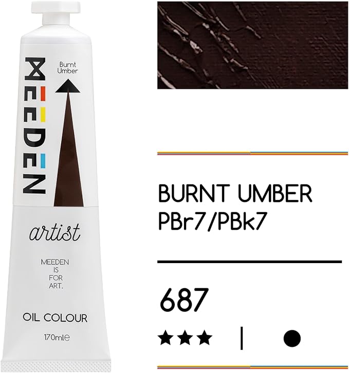 MEEDEN Artist Grade Oil Paint: Burnt Umber - 170ml/5.7oz Tube - Professional - Image 2