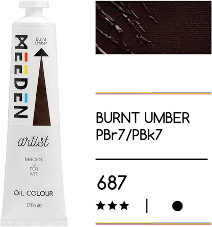 MEEDEN Artist Grade Oil Paint: Burnt Umber - 170ml/5.7oz Tube - Professional - Image 2