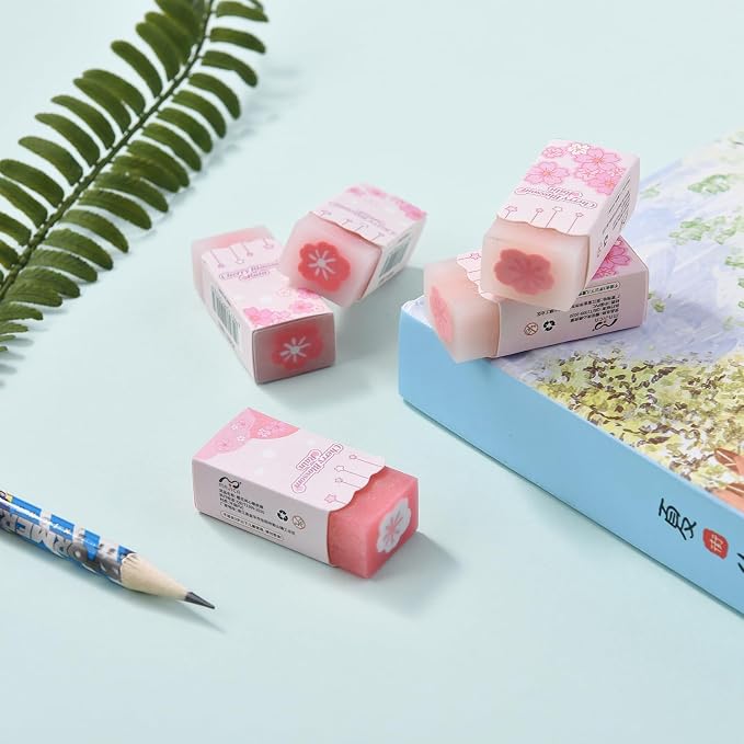 18 Pack Sakura Jelly Erasers for Kids, Rectangular, Rubber & Plastic, Kawaii - Image 4