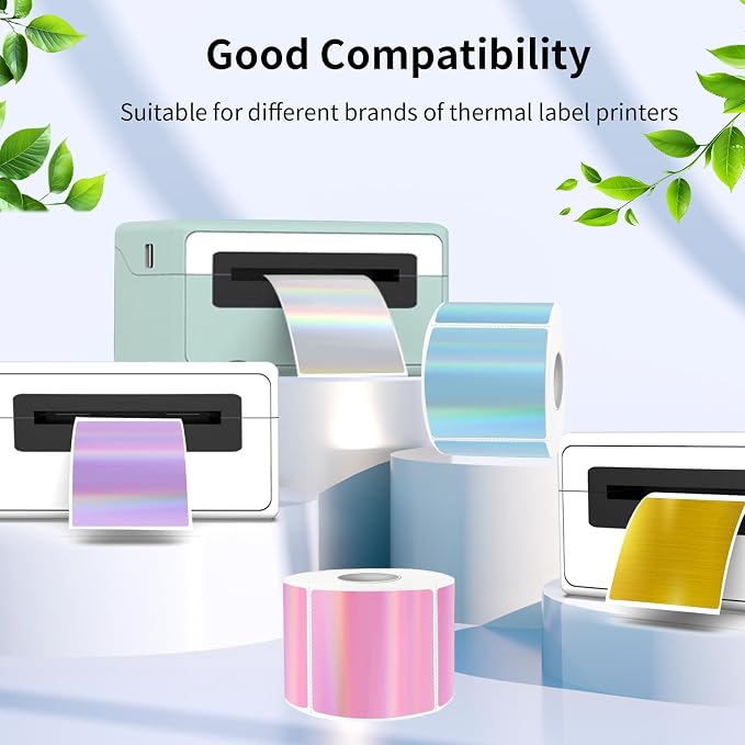Square Thermal Labels Stickers 3" x 3", Glitter Self-Adhesive Direct Thermals - Image 6