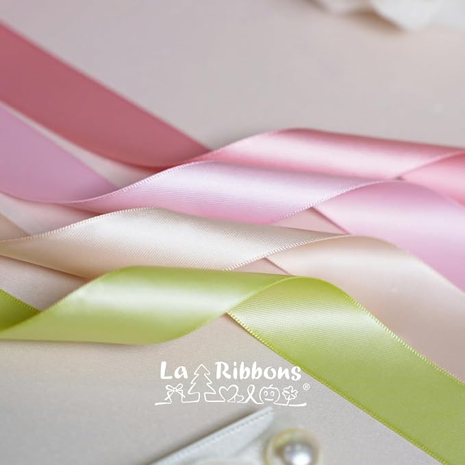LaRibbons 1 Inch 50 Yard Double Faced Satin Ribbon, Sage Green Satin Craft - Image 6