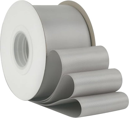 HUIHUANG Silver Satin Ribbon 2 inch Wide Double Faced Satin Ribbon Silver - Image 6