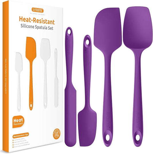 Heat Resistant Silicone Spatula Set: U-Taste 600ºF High Temp Seamless Food by U-Taste