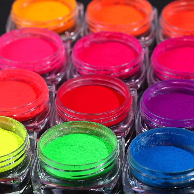 13 Colors Neon Phosphor Pigment Powder Set, Super Bright Fluorescent Nail - Image 6
