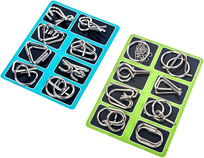 Ahyuan Metal Wire Puzzles Set of 16 Large Thick IQ Test Mind Games Toys Brain by Ahyuan