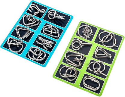 Ahyuan Metal Wire Puzzles Set of 16 Large Thick IQ Test Mind Games Toys Brain by Ahyuan