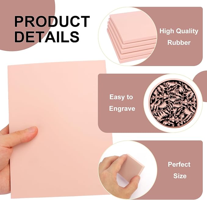 10 Pcs 8"x 6" Rubber Carving Blocks, Linoleum Blocks, Stamp Carving Blocks - Image 3