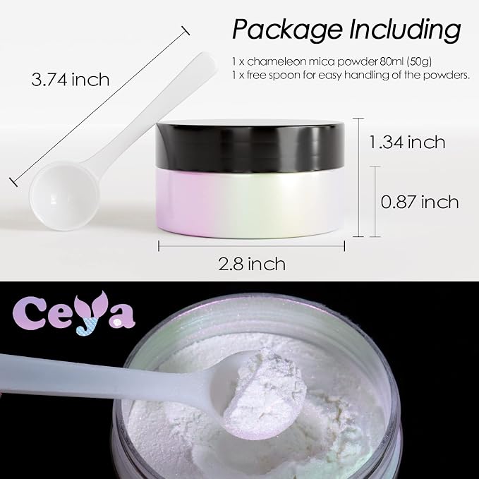 Ceya Chameleon Mica Powder, 1.8oz/ 50g Magic Sunset Chrome Nail Powder - Image 4